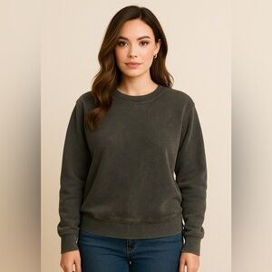 NWOT ZELOS Faded Black Washed Crewneck Sweatshirt Performance Sz.Med.